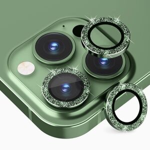 Camera lens tempered glass protector Glitter Green for iPhone 13 Pro, 13 Pro Max
